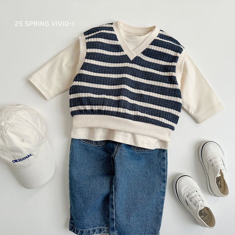 Vivid I - Korean Children Fashion - #kidzfashiontrend - Knit Stripe Vest - 11