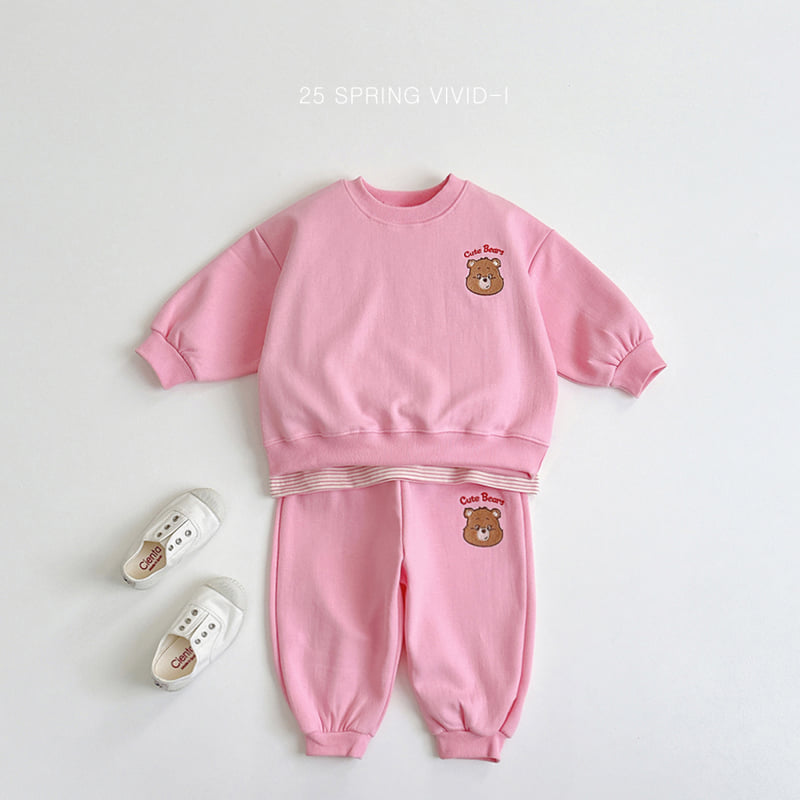 Vivid I - Korean Children Fashion - #kidzfashiontrend - Cute Bear Top Bottom Set - 7