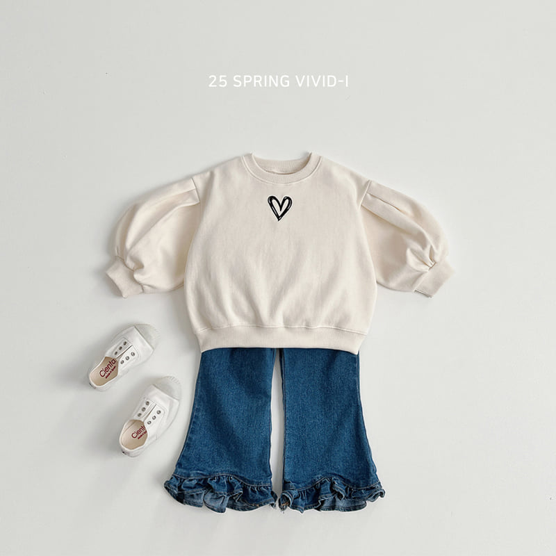 Vivid I - Korean Children Fashion - #kidzfashiontrend - Heart Embroidered Puff Sweatshirts - 12