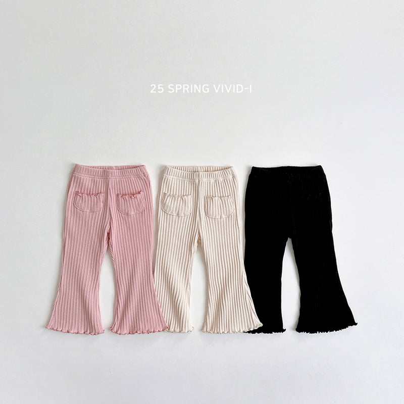 Vivid I - Korean Children Fashion - #littlefashionista - Pocket Ribbed Bootcut Pants
