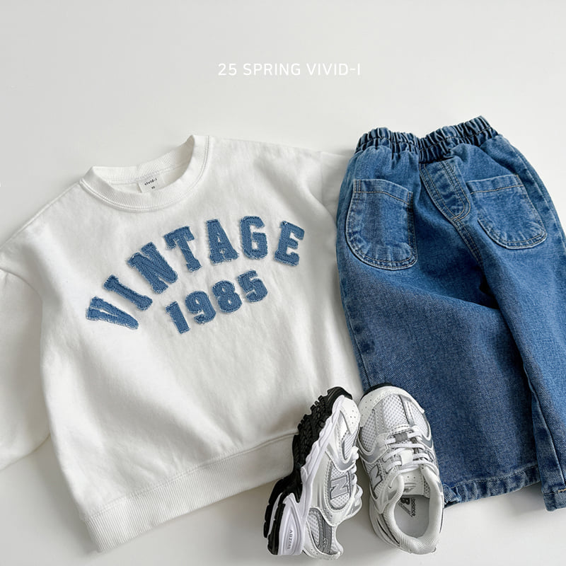 Vivid I - Korean Children Fashion - #littlefashionista - Vintage Blue Embroidery Sweatshirts - 10