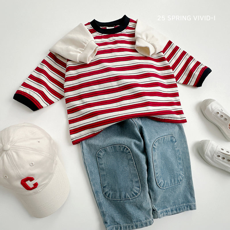 Vivid I - Korean Children Fashion - #littlefashionista - Smile Stripe Tee - 12