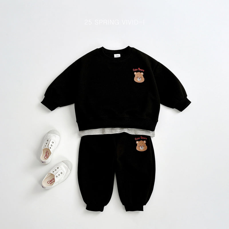 Vivid I - Korean Children Fashion - #littlefashionista - Cute Bear Top Bottom Set - 9