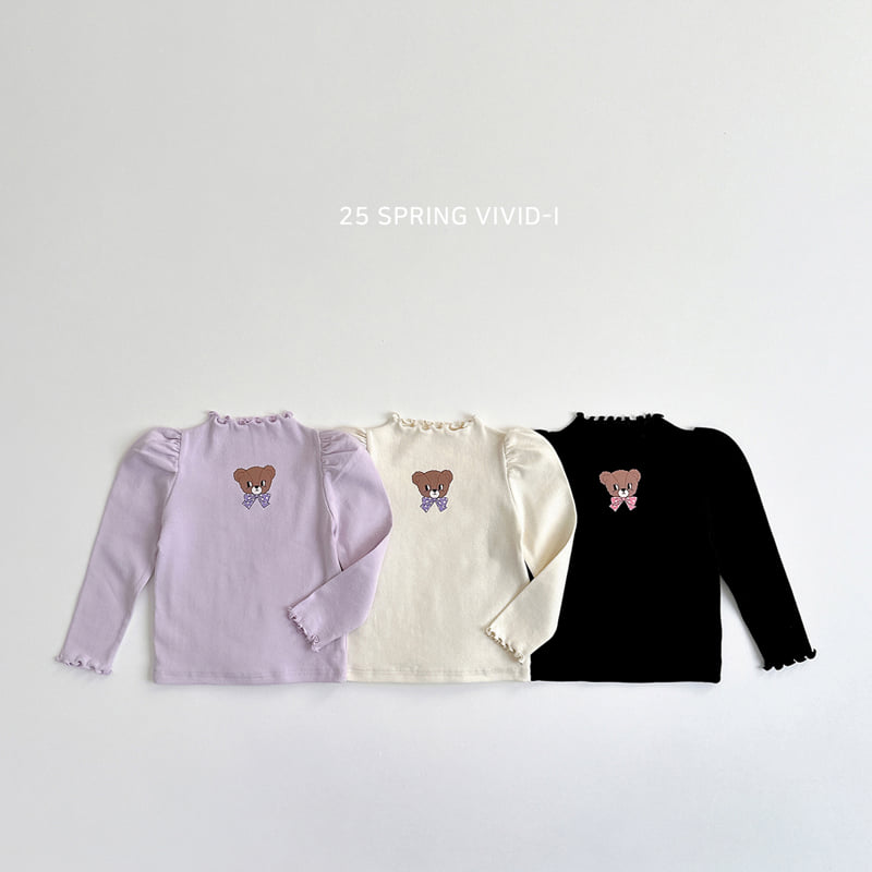 Vivid I - Korean Children Fashion - #magicofchildhood - Ribbon Bear Shoulder Tee - 3
