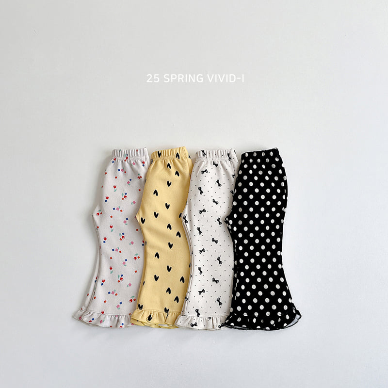 Vivid I - Korean Children Fashion - #littlefashionista - Pattern Frill Bootcut Pants - 4