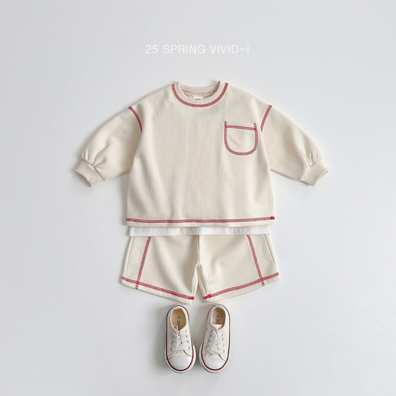 Vivid I - Korean Children Fashion - #magicofchildhood - Stitch Shorts Top Bottom Set - 6