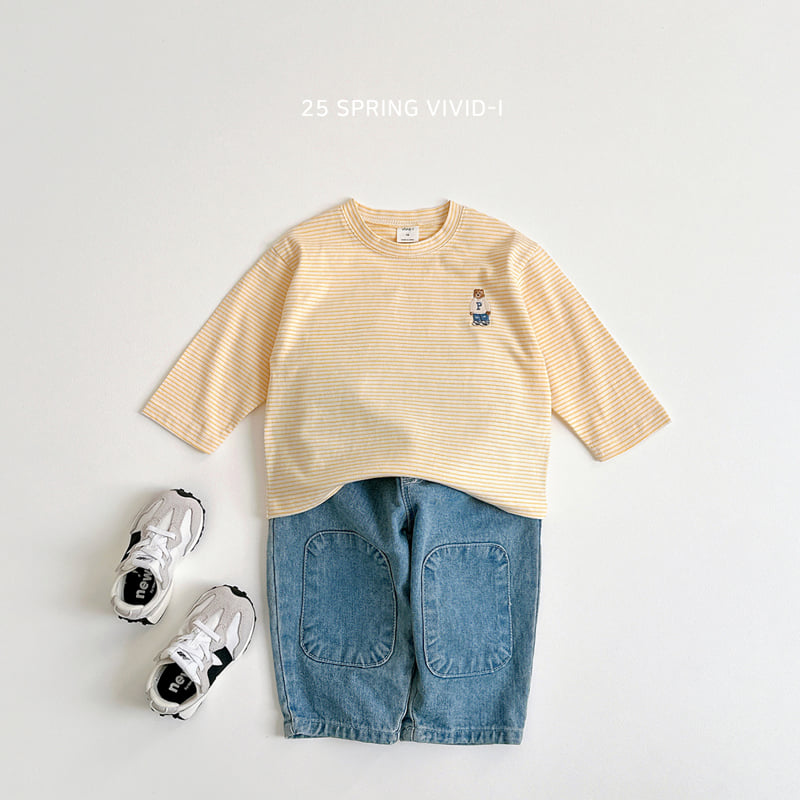 Vivid I - Korean Children Fashion - #minifashionista - Stripe Bear Single Tee - 8