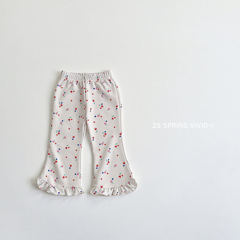 Vivid I - Korean Children Fashion - #minifashionista - Pattern Frill Bootcut Pants - 5