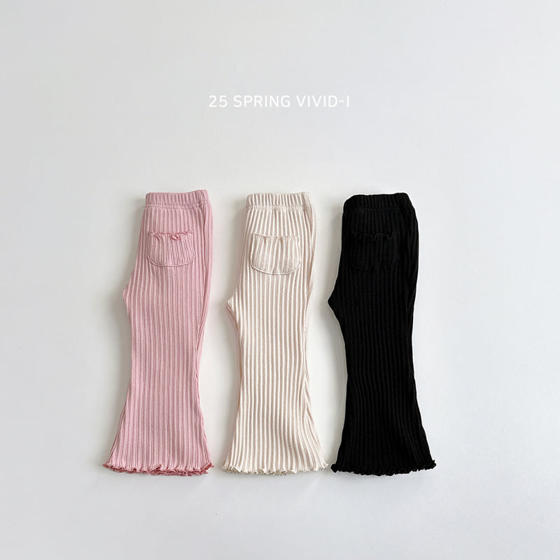 Vivid I - Korean Children Fashion - #minifashionista - Pocket Ribbed Bootcut Pants - 3