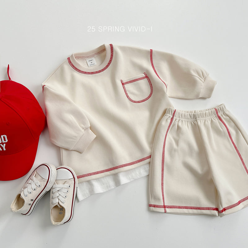 Vivid I - Korean Children Fashion - #minifashionista - Stitch Shorts Top Bottom Set - 7