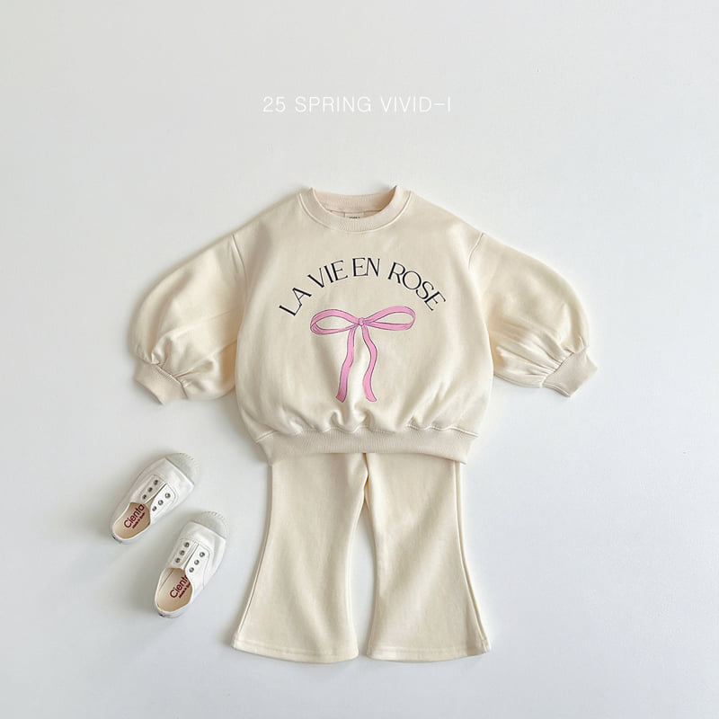 Vivid I - Korean Children Fashion - #minifashionista - Ribbon Bootcut Top Bottom Set - 5