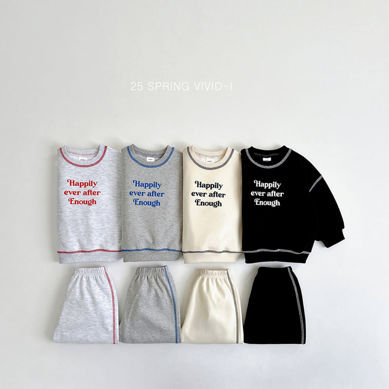 Vivid I - Korean Children Fashion - #minifashionista - Stitch Top Bottom Set - 3