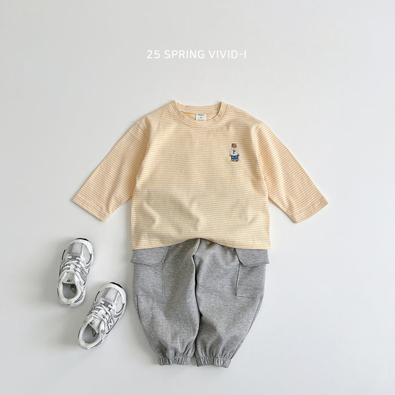 Vivid I - Korean Children Fashion - #prettylittlegirls - Stripe Bear Single Tee - 9