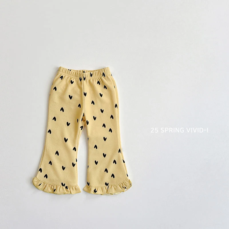 Vivid I - Korean Children Fashion - #prettylittlegirls - Pattern Frill Bootcut Pants - 6