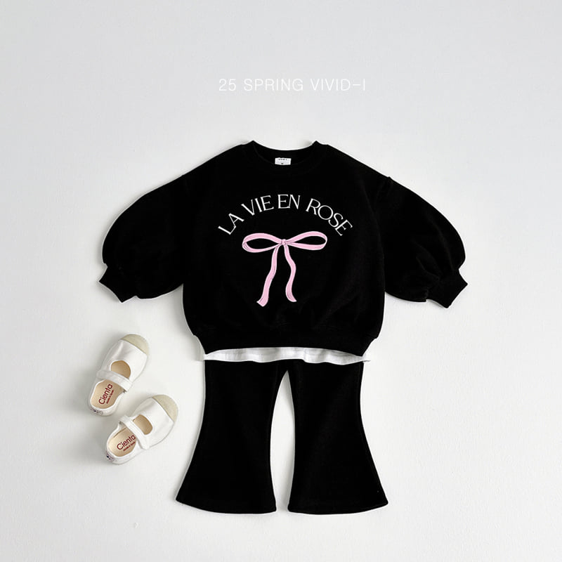 Vivid I - Korean Children Fashion - #prettylittlegirls - Ribbon Bootcut Top Bottom Set - 6