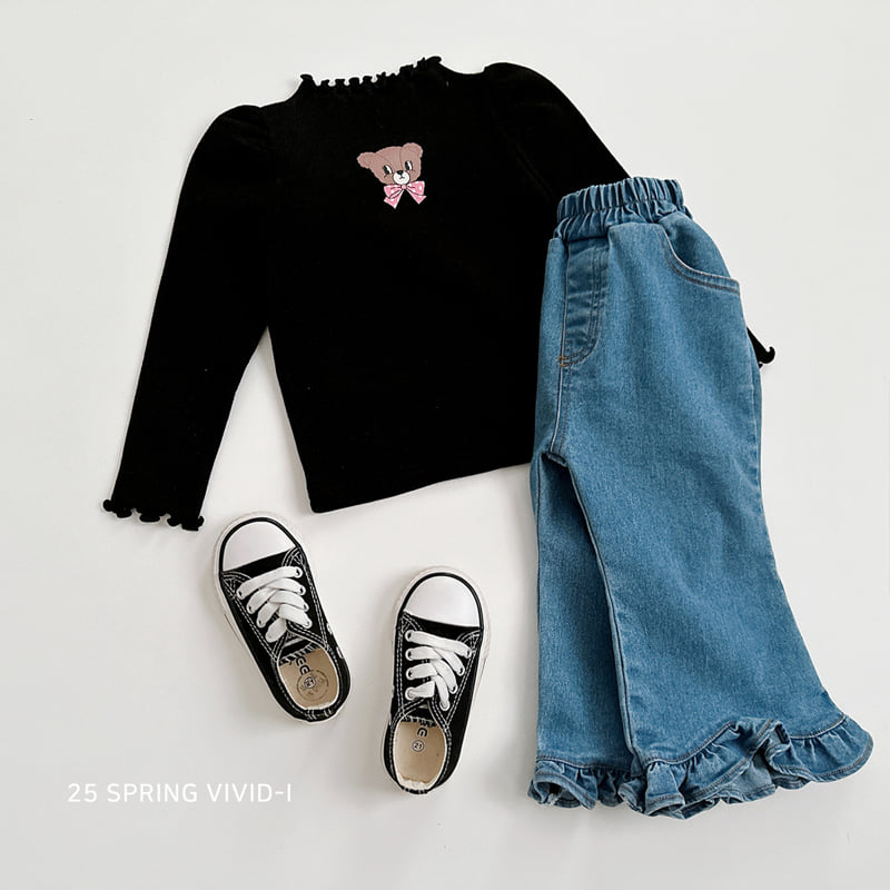 Vivid I - Korean Children Fashion - #stylishchildhood - Frill Bootcut Jeans - 9