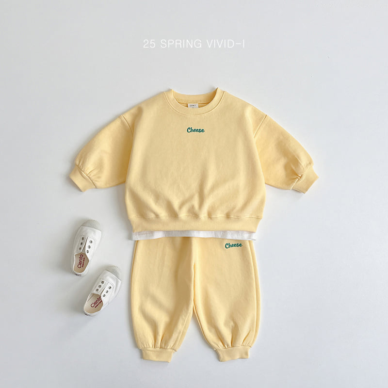 Vivid I - Korean Children Fashion - #toddlerclothing - Cheese Embroidery Top Bottom Set - 4