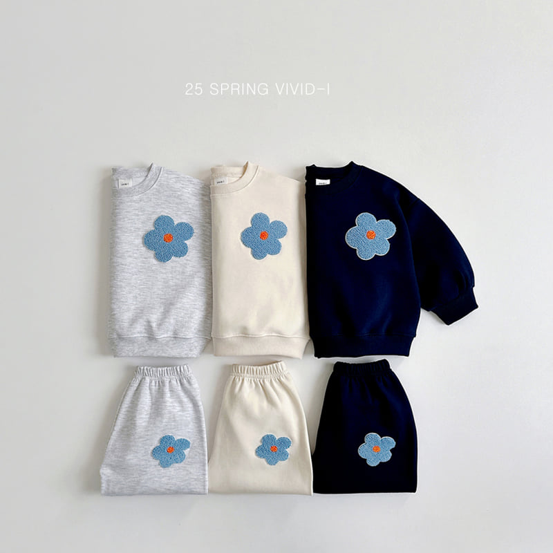 Vivid I - Korean Children Fashion - #stylishchildhood - Flower Embroidery Top Bottom Set