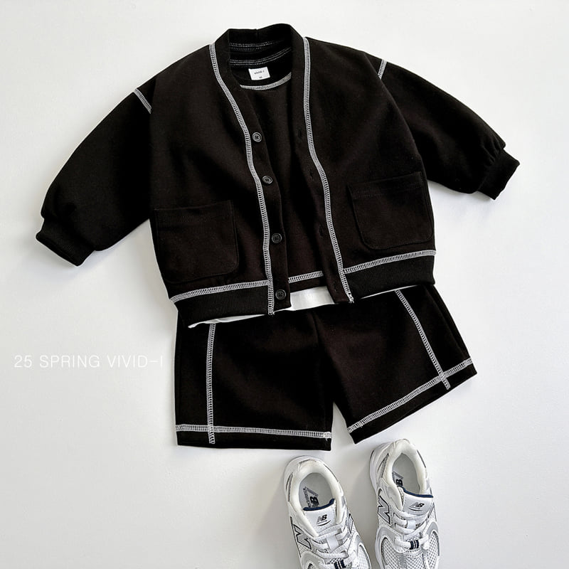 Vivid I - Korean Children Fashion - #stylishchildhood - Stitch Shorts Top Bottom Set - 11