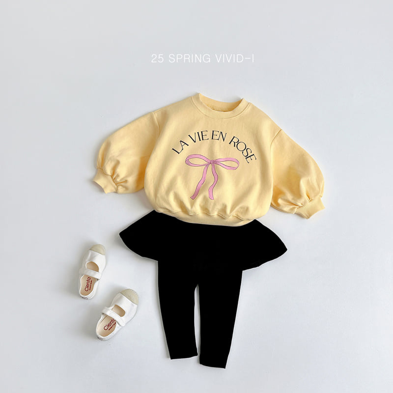Vivid I - Korean Children Fashion - #stylishchildhood - Ribbon Bootcut Top Bottom Set - 9