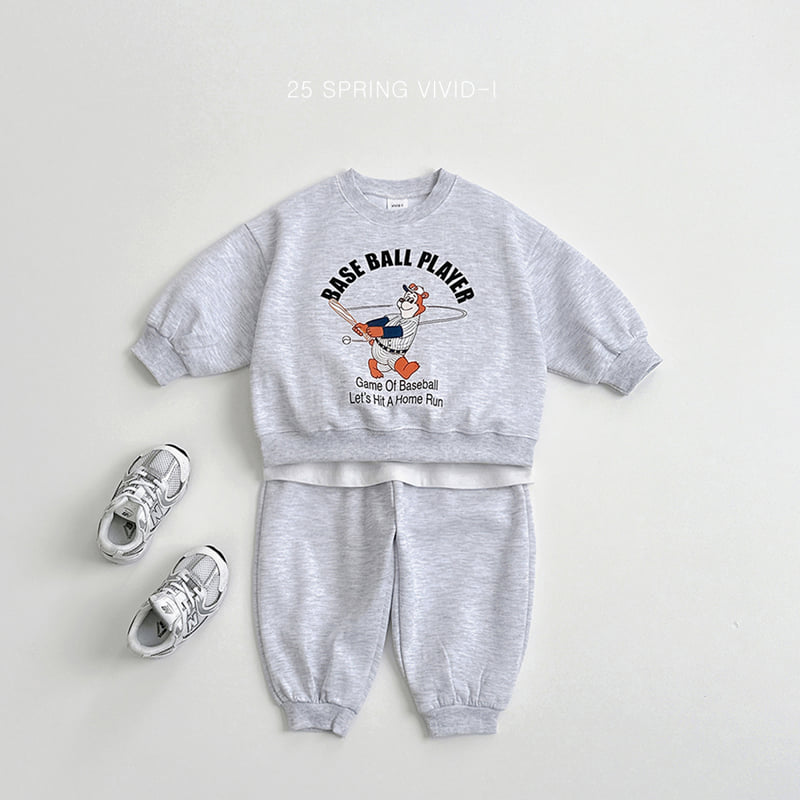Vivid I - Korean Children Fashion - #stylishchildhood - Baseball Bear Top Bottom Set - 6