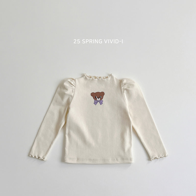 Vivid I - Korean Children Fashion - #todddlerfashion - Ribbon Bear Shoulder Tee - 6