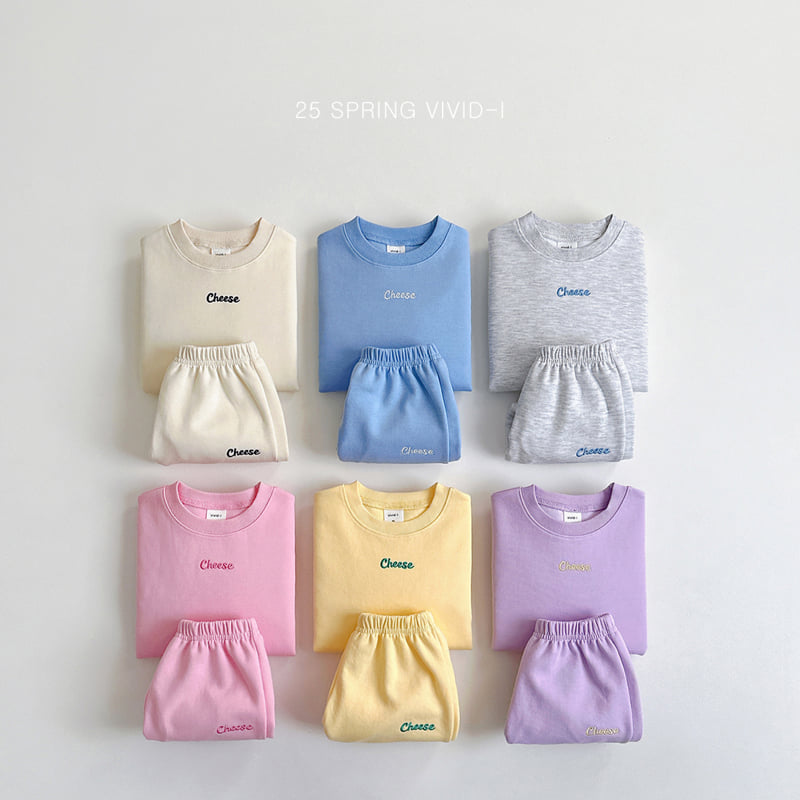 Vivid I - Korean Children Fashion - #toddlerclothing - Cheese Embroidery Top Bottom Set - 3