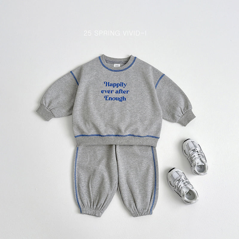 Vivid I - Korean Children Fashion - #toddlerclothing - Stitch Top Bottom Set - 6