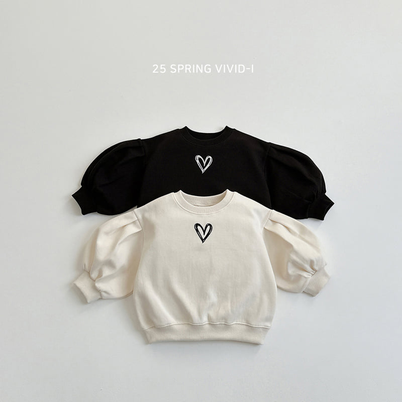 Vivid I - Korean Children Fashion - #toddlerclothing - Heart Embroidered Puff Sweatshirts - 3