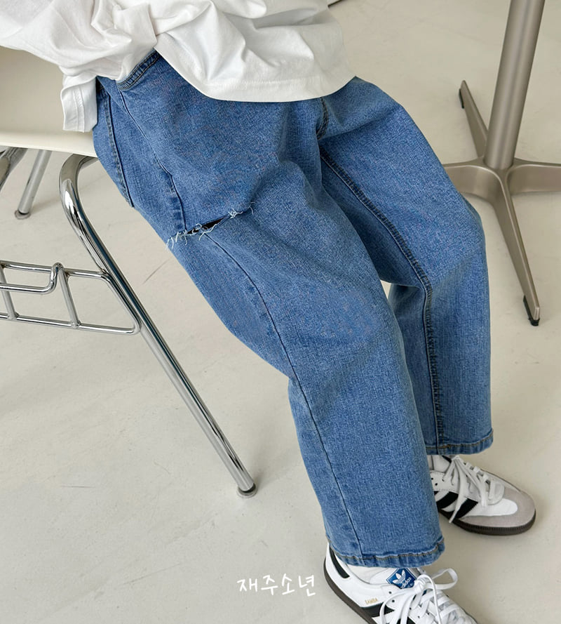 Witty Boy - Korean Children Fashion - #discoveringself - Shine Cutting Denim Pants