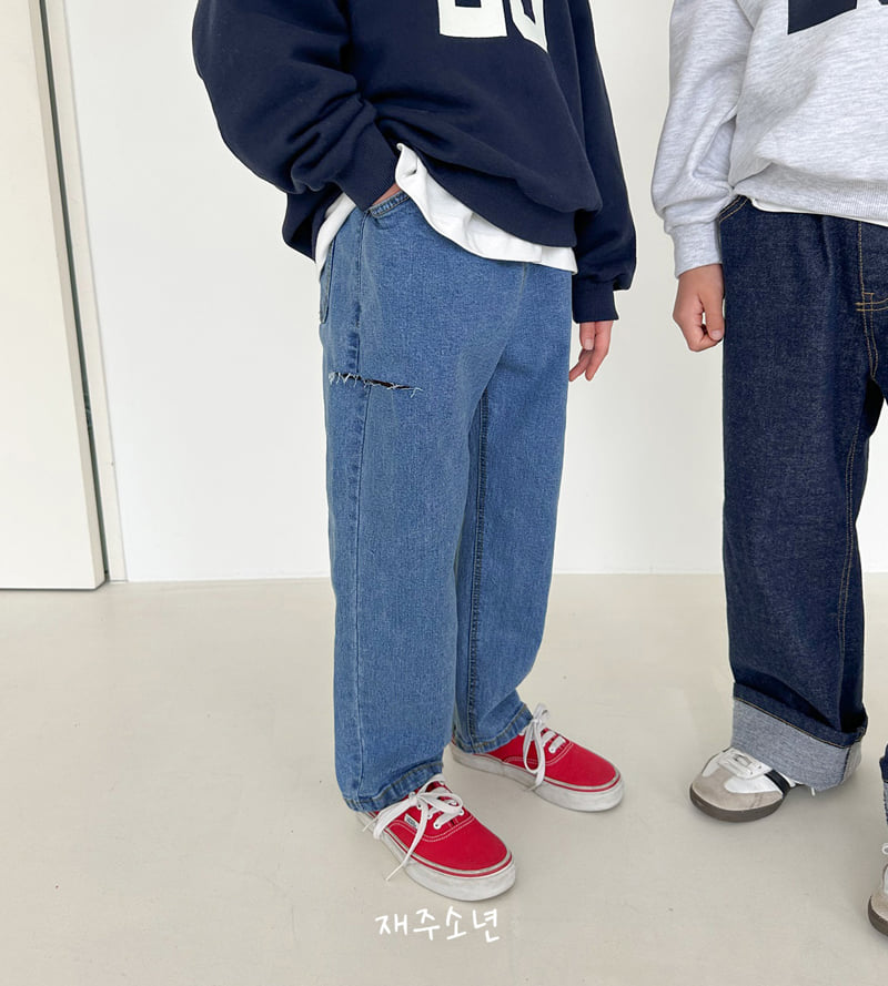 Witty Boy - Korean Children Fashion - #fashionkids - Shine Cutting Denim Pants - 2