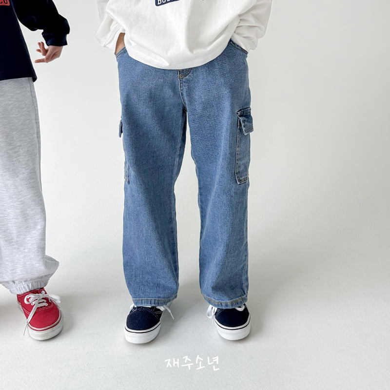 Witty Boy - Korean Children Fashion - #kidzfashiontrend - Natural Cargo Denim Pants