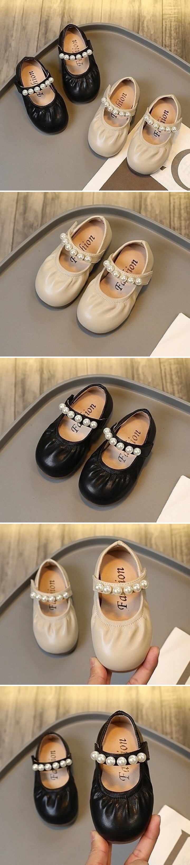 Woori Doori - Korean Children Fashion - #fashionkids - Wrinkled Pearl Flat