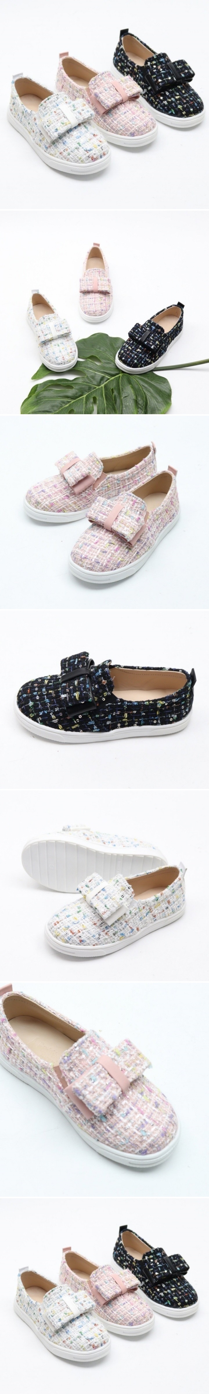 Woori Doori - Korean Children Fashion - #toddlerclothing - Tweed Ribbon Slip-Ons