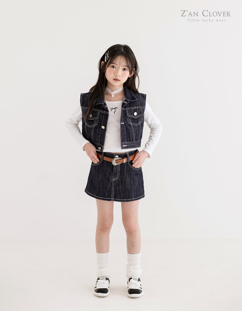 Zan Clover - Korean Children Fashion - #Kfashion4kids - Crop Dark Denim Vest - 10