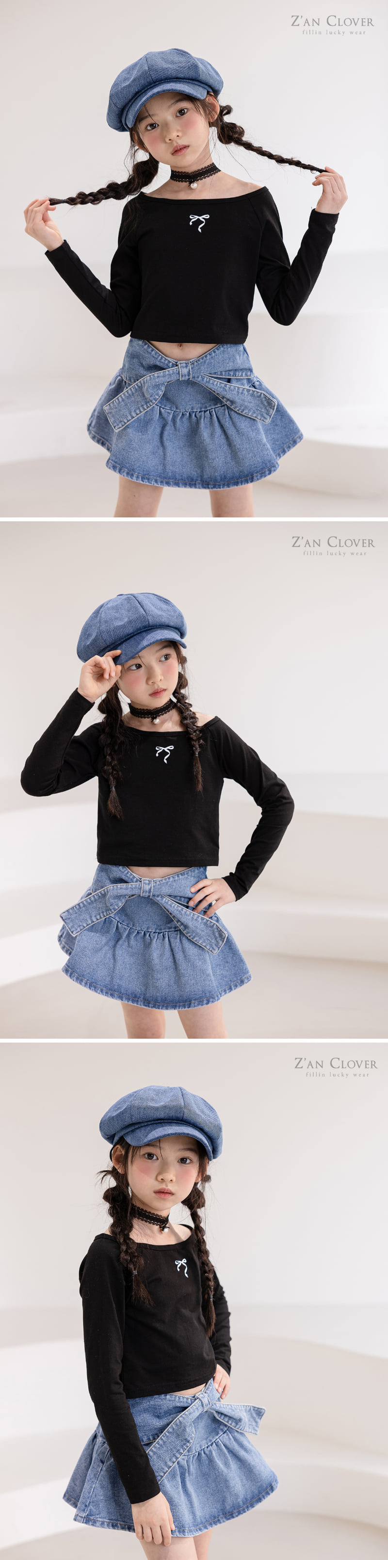 Zan Clover - Korean Children Fashion - #Kfashion4kids - Off Shoulder Ribbon Tee - 7