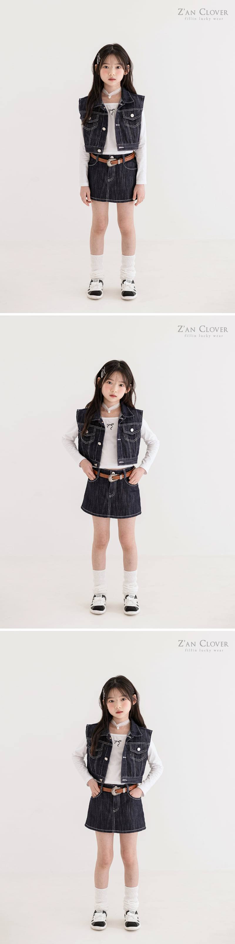 Zan Clover - Korean Children Fashion - #Kfashion4kids - Simple Denim Mini Skirt - 3
