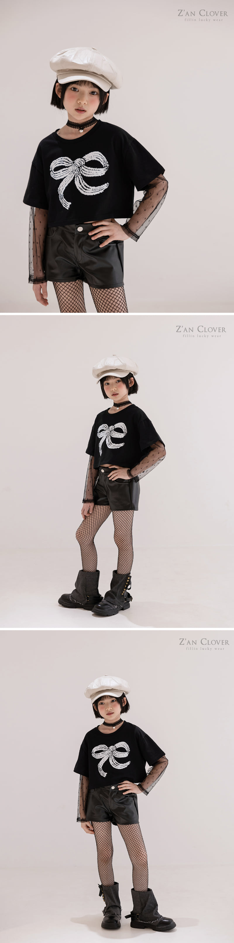 Zan Clover - Korean Children Fashion - #childofig - Mesh Ribbon Short Tee - 3