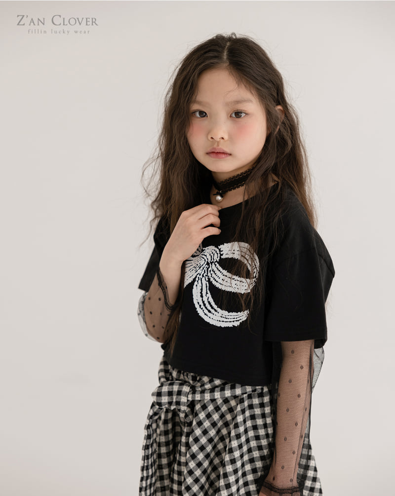 Zan Clover - Korean Children Fashion - #childofig - Mesh Ribbon Short Tee - 4