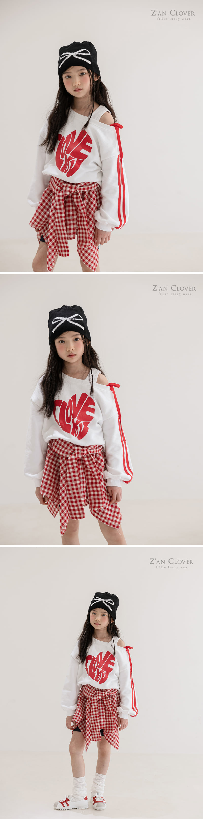 Zan Clover - Korean Children Fashion - #childrensboutique - Heart Off Shoulder Sweatshirts - 9