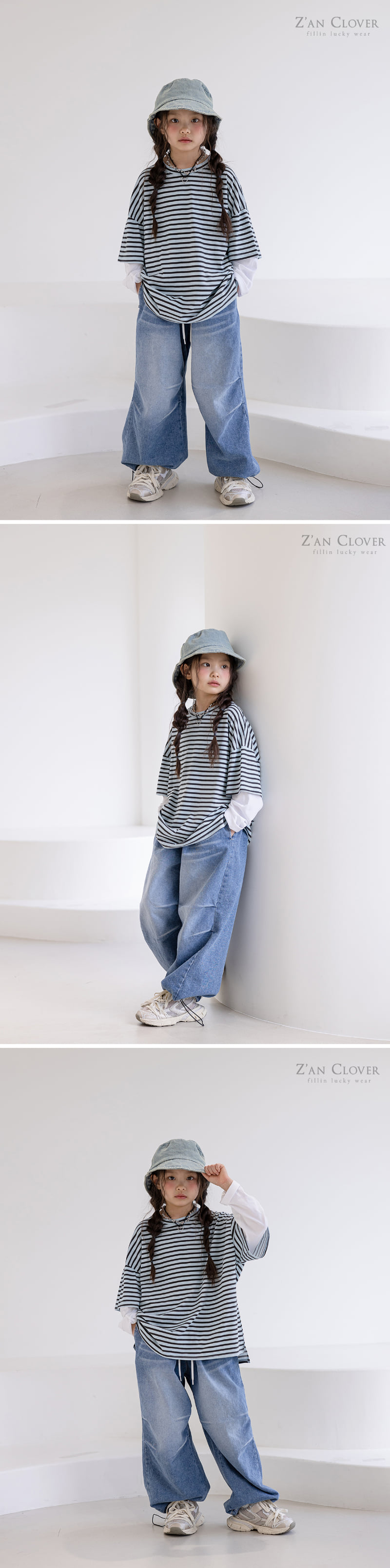 Zan Clover - Korean Children Fashion - #designkidswear - Indigo Layered Tee - 3
