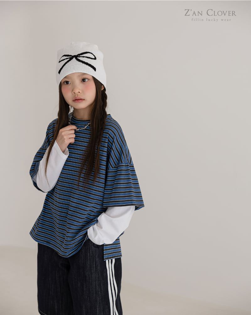 Zan Clover - Korean Children Fashion - #designkidswear - Indigo Layered Tee - 4