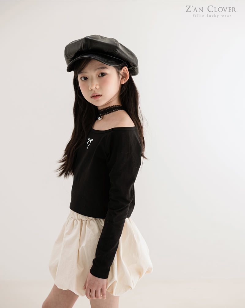 Zan Clover - Korean Children Fashion - #discoveringself - Off Shoulder Ribbon Tee - 2