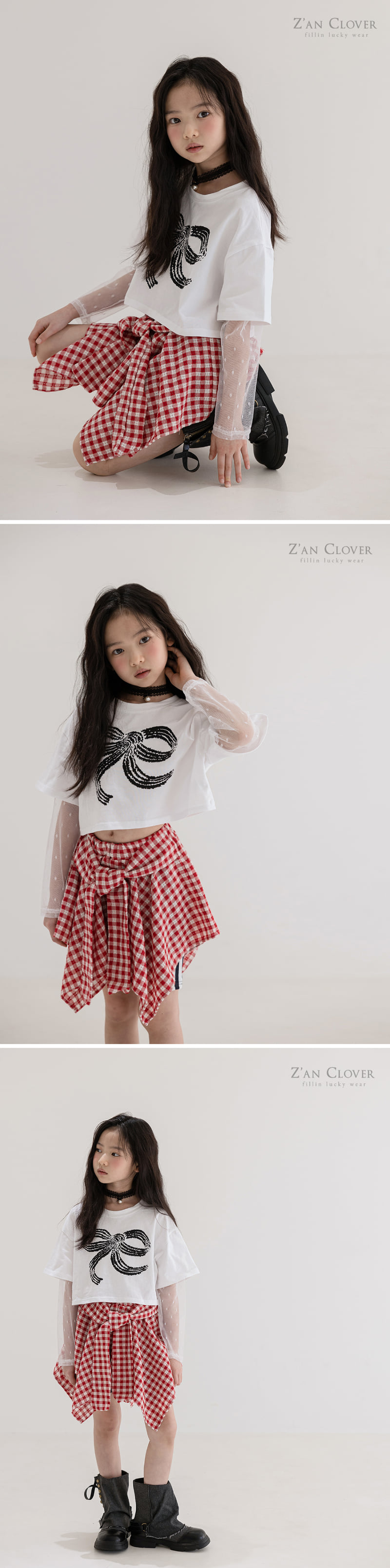 Zan Clover - Korean Children Fashion - #fashionkids - Mesh Ribbon Short Tee - 8