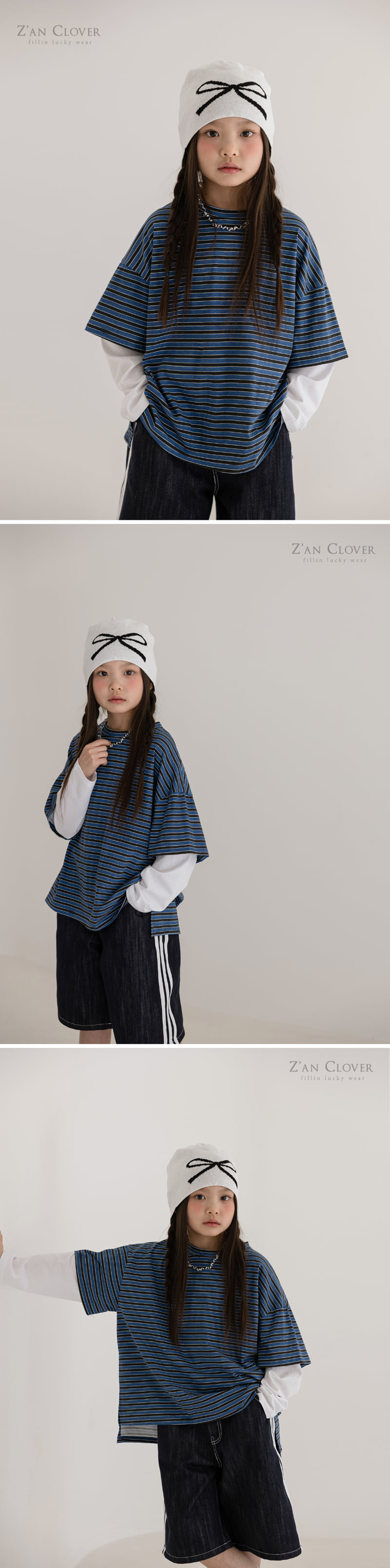 Zan Clover - Korean Children Fashion - #fashionkids - Indigo Layered Tee - 5