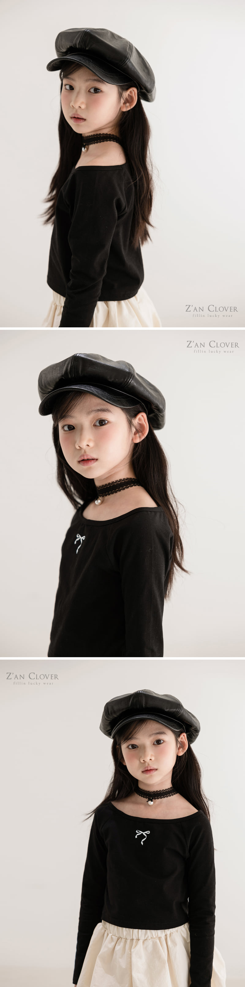 Zan Clover - Korean Children Fashion - #fashionkids - Off Shoulder Ribbon Tee - 3