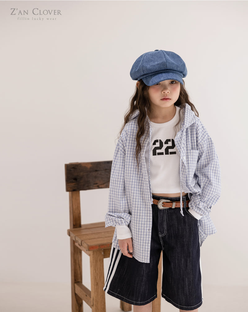 Zan Clover - Korean Children Fashion - #kidsshorts - Check Hooded Shirt - 2