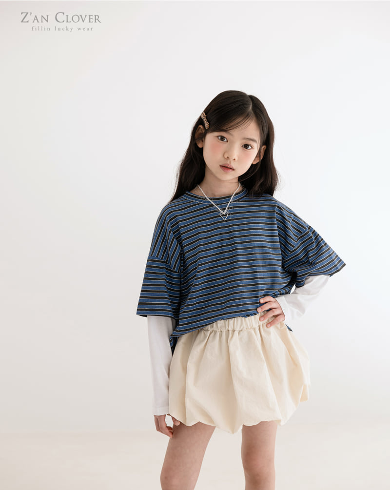 Zan Clover - Korean Children Fashion - #kidsshorts - Indigo Layered Tee - 6