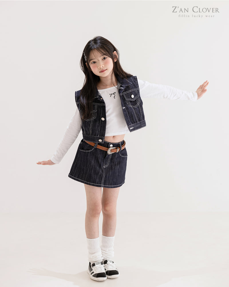 Zan Clover - Korean Children Fashion - #fashionkids - Off Shoulder Ribbon Tee - 4
