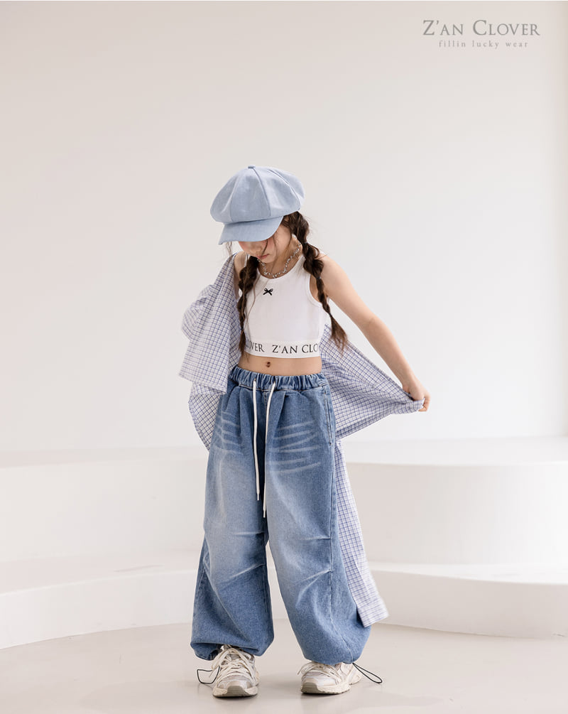 Zan Clover - Korean Children Fashion - #kidsshorts - Denim Balloon Pants - 8